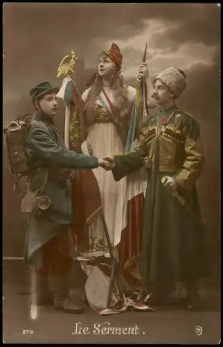 .Frankreich Patriotika France Militaria Frau Soldaten Le Serment 1915