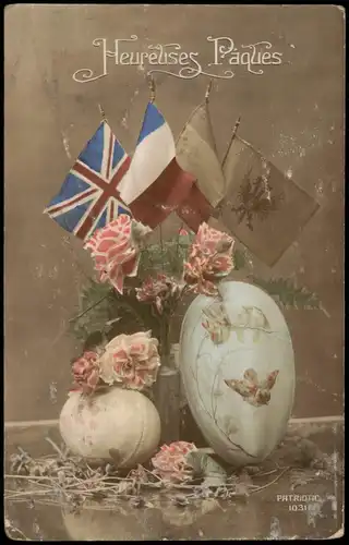Frankreich Patriotika France Militär WK1 Fotokunst Ostern Heurenses Paques 1915