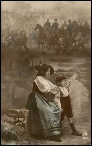 .Frankreich Patriotika France Mutter Kind Soldaten Fotokunst 1915 Privatfoto