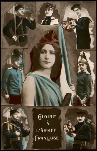 .Frankreich Patriotika France Soldaten Frau GLOIRE L'ARMÉE FRANÇAISE 1915