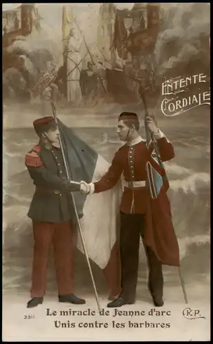 CPA .Frankreich Patriotika France England ENTENTE CORDIALE 1915