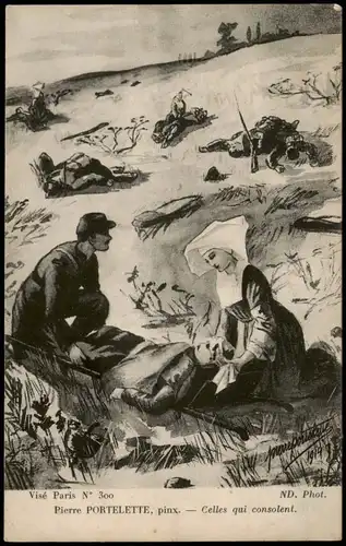 .Frankreich Patriotika France Militaria Künstlerkarte Auf dem Felde 1916