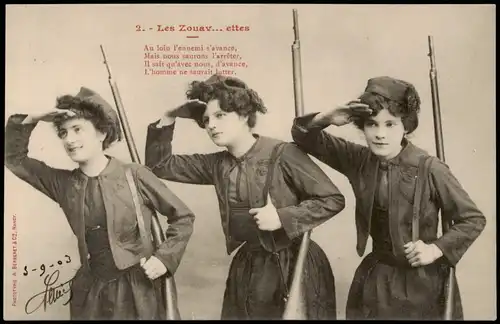 .Frankreich Patriotika France Frauen als Soldaten 2. Les Zouav... ettes 1915
