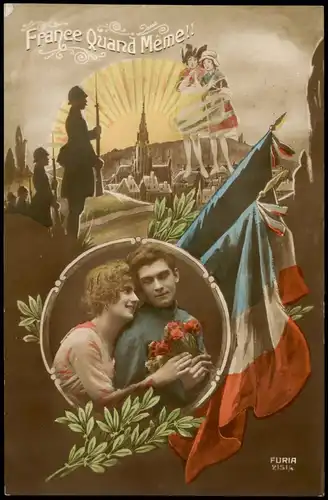 CPA .Frankreich Patriotika France France Quand Meme!! Fotokunst 1915
