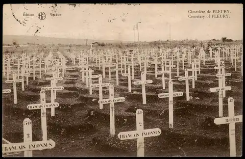 CPA Moirey vor Verdun Cimetière de FLEURY. Soldatengräber 1921