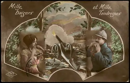 .Frankreich Patriotika Mille baisers et Mille Tendresses Frau Soldat France 1916