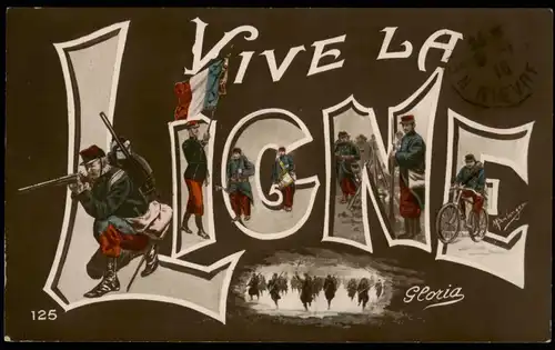 .Frankreich VIVE LA LIGNE Fotokunst Militär Patriotika France 1919