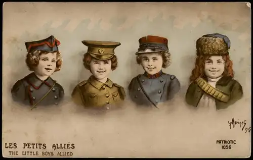 Künstlerkarte - Militär LES PETITS ALLIÉS THE LITTLE BOYS ALLIED 1915