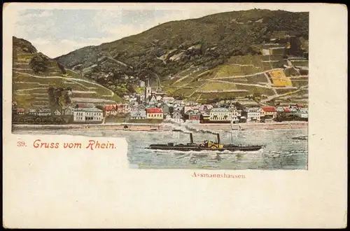 Assmannshausen am Rhein-Rüdesheim (Rhein) Stadt, Schaufelraddampfer 1906