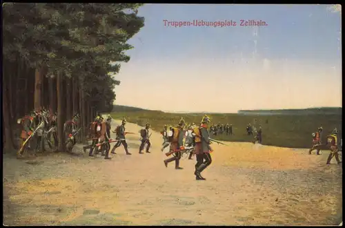 Ansichtskarte Zeithain Truppenübungsplatz, Manöver 1915