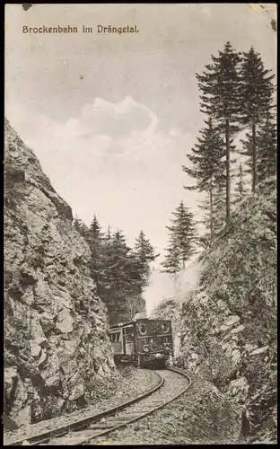 Ansichtskarte Ilsenburg (Harz) Brockenbahn im Drängetal. 1915