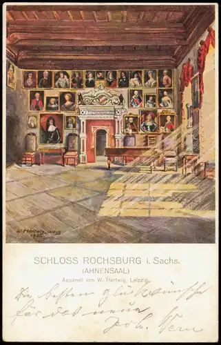 Rochsburg-Lunzenau Schloss Rochsburg Ahnensaal Künstlerkarte 1922