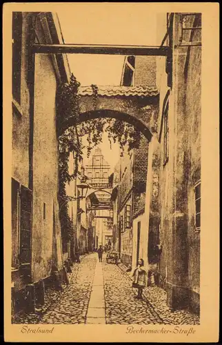 Ansichtskarte Stralsund Bechermacher-Straße 1919