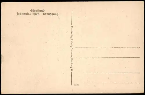 Ansichtskarte Stralsund Johanniskloster, Kreuzgang 1915