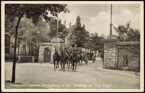 Königsbrück Truppenübungsplatz Eingang ins neue Lager Fuhrwerk Oberlausitz 1930