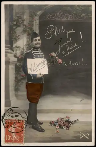 CPA .Frankreich Patriotika France Fotokunst Mann in Uniform 1912
