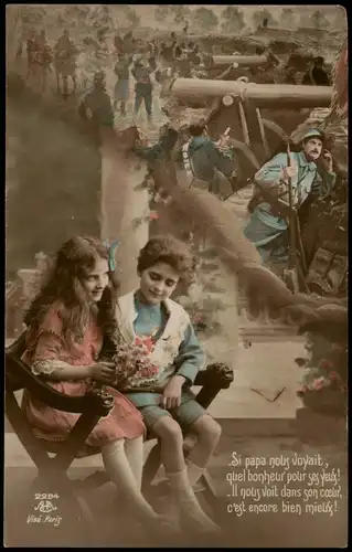 CPA .Frankreich Patriotika France Kriegsszene Kinder Fotokunst 1916