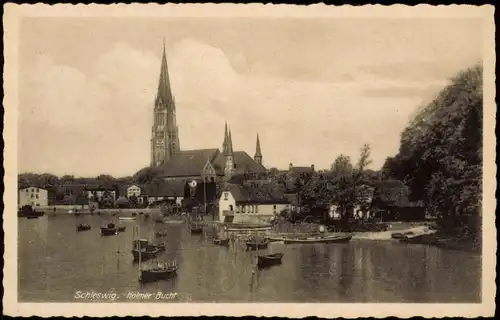 Schleswig Sleswig Slesvig Panorama  mit Holmer Bucht und Blick Kirche 1930