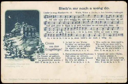 Oberwiesenthal Liedkarte: Erzgebirge Bleibn mr  1909 Erzgebirge, Anton Günther