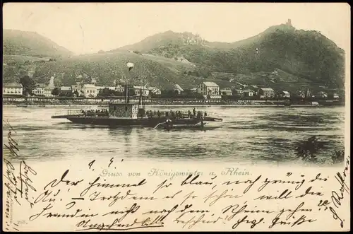Königswinter Panorama-Ansicht Rheinfähre Fähre Rhein Siebengebirge 1899