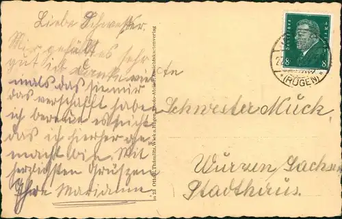 Ansichtskarte Wiek (Rügen) Partie an der Mühle Windmühle 1929   Stempel