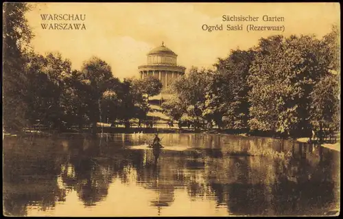 Postcard Warschau Warszawa Sächsischer Garten 1915  gel. Kriegslazarett