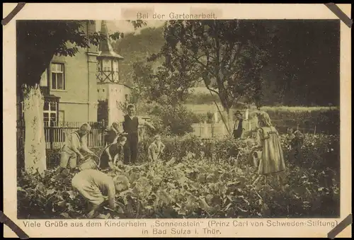 Ansichtskarte Bad Sulza Sonnenstein Kinderheim Gartenarbeit 1915