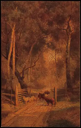 Ansichtskarte  Landschaft mit Schafen - Strukturkarte Pinsel Duktus 1914