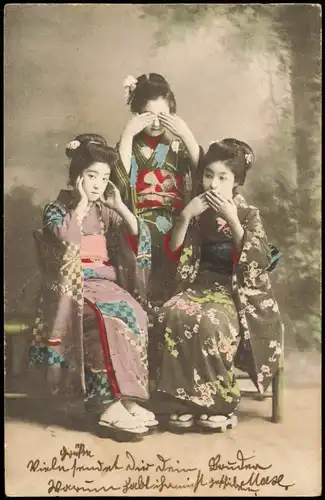 Japan Typen Japan Geisha Nicht sehen nicht hören nicht sachen 1909