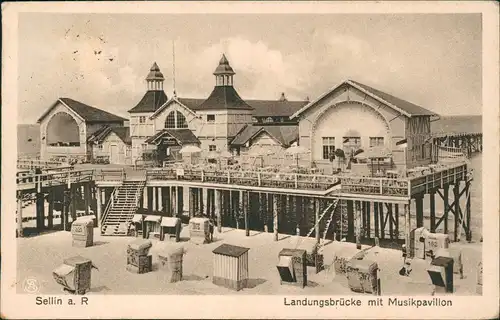 Ansichtskarte Sellin Seebrücke Landungsbrücke mit Musikpavillon 1931