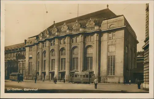St. Gallen San Gallo / Sogn Gagl Partie am Bahnhof - Straßenbahnen 1926