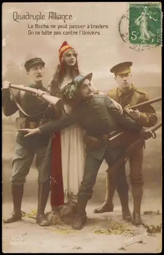 Frankreich Patriotika France Quadruple Alliance Visé  Militaria WK1 1915