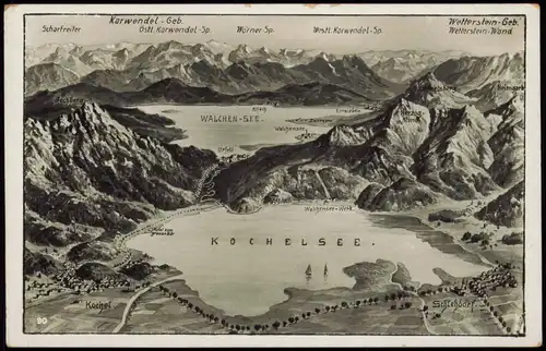 Ansichtskarte Kochel am See Landkarten Ak 1932