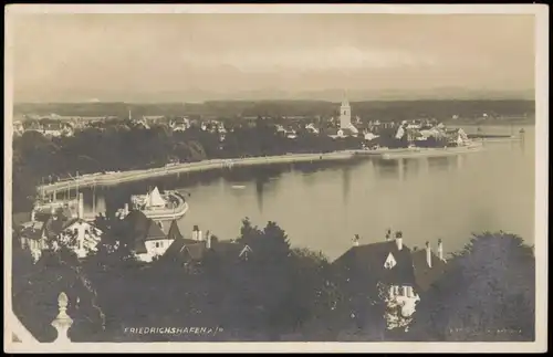 Ansichtskarte Friedrichshafen Blick auf Stadt und Hafen 1932
