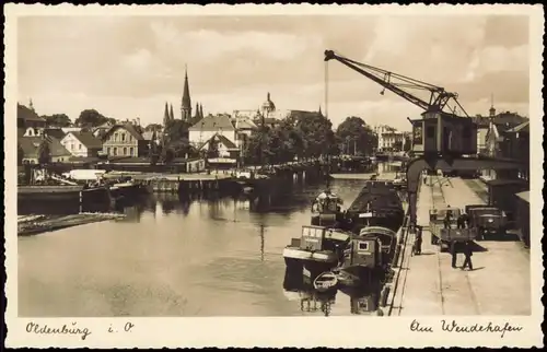 Ansichtskarte Oldenburg Am Wendehafen, Kräne 1932