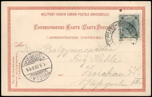 Litho AK Teplitz-Schönau Teplice Milleschauer Donnersberg 3 Bild 1903