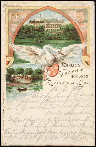 Ansichtskarte Litho AK Zwickau Schwanenschloß 2 Bild 1899