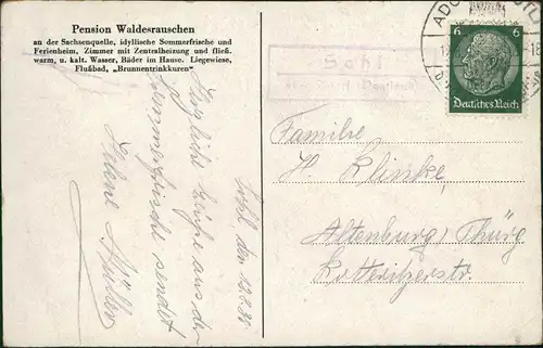 Ansichtskarte Sohl-Bad Elster Waldesrauschen 1938