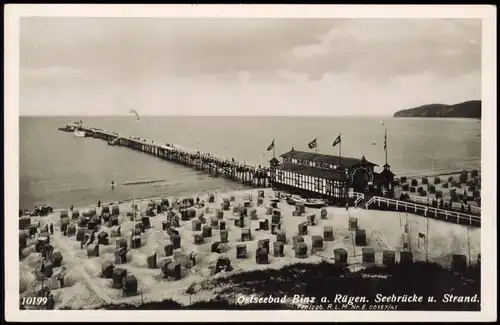 Binz (Rügen) Landungsbrücke/Seebrücke mit Brückenkopf Restaurant 1941