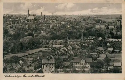 Ansichtskarte Waldenburg (Sachsen) Panorama-Ansicht Blick zur Altstadt 1920