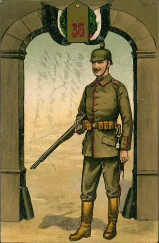 Militär-Karte Soldatenleben: Soldat Uniform Gewehr 1916