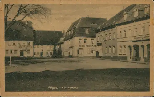Ansichtskarte Pegau Kirchplatz, Geschäfte, Häuser-Gebäude-Ansichten 1940