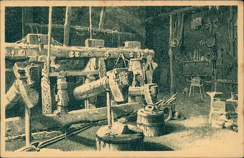 Annaberg-Buchholz Innenansicht des alten Eisenhammer Werk Fabrik Werkzeug 1919