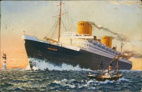 VIERSCHRAUBEN-TURBINEN-SCHNELLDAMPFER BREMEN Schiffe Dampfer Steamer 1938