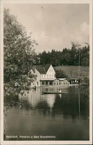 Ansichtskarte Hetzdorf-Halsbrücke Pension Bad Sumpfmühle 1933  Landpoststempel