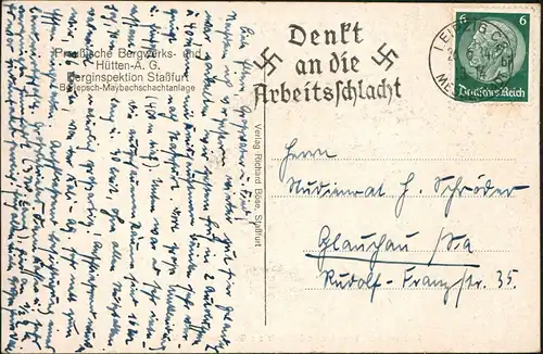 Ansichtskarte Staßfurt Stassfurt Berlepschschacht, Künstlerkarte 1934