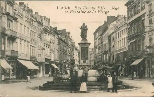 Lüttich Luik Lîdje Rue Vinàve d'Ile Liége et Fontaine de la Vierge 1916