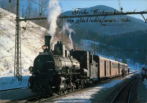 Ansichtskarte  Eisenbahn Zug Lokomotive Dampflok Weihnachten neues Jahr 1990