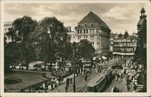 Düsseldorf Am Corneliusplatz, Haltestelle und Straßenbahn 1931