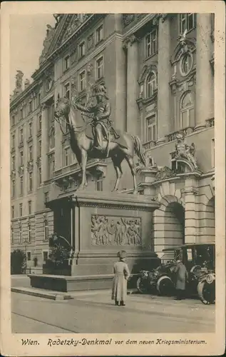 Ansichtskarte Wien Radetzky-Denkmal vor dem neuen Kriegsministerium 1920